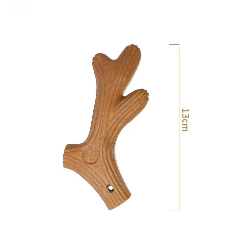 Durable Pine Wood Dog Chew Toy - Bite Resistant Molar Cleaning Stick in Cute Bone Shape