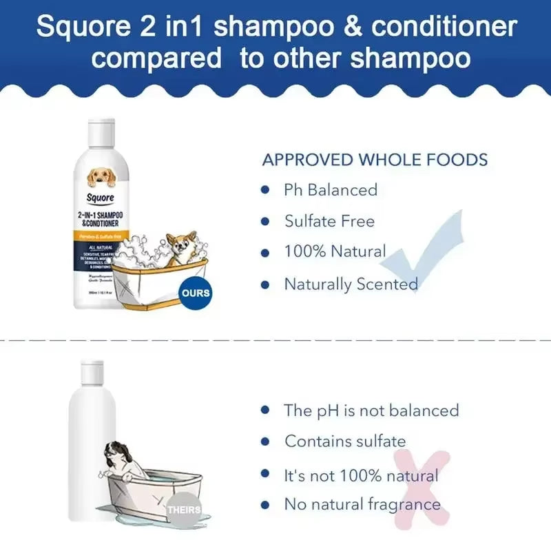 Puppy Shampoo and Conditioner 2 in 1 Natural Moisturizing Shampoo Moisturizing Dog Shampoo for Sensitive Skin PH Balanced