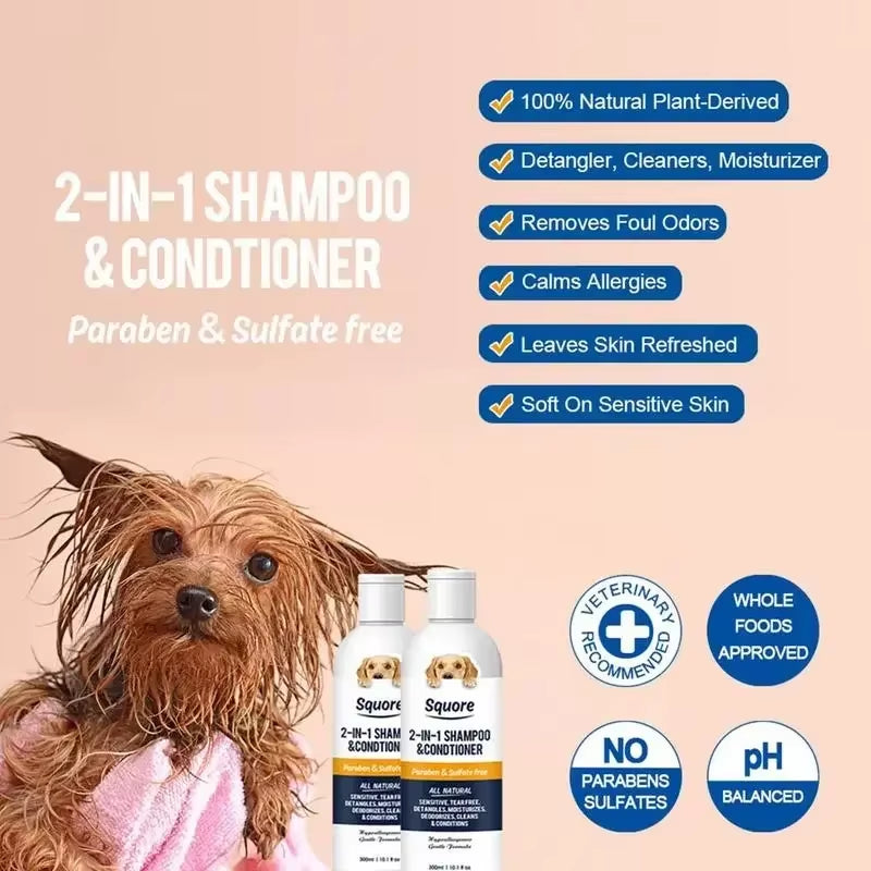 Puppy Shampoo and Conditioner 2 in 1 Natural Moisturizing Shampoo Moisturizing Dog Shampoo for Sensitive Skin PH Balanced
