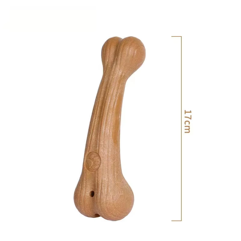 Durable Pine Wood Dog Chew Toy - Bite Resistant Molar Cleaning Stick in Cute Bone Shape