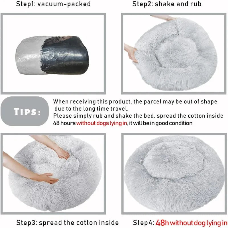 40-110Cm round Pet Bed for Large Dog Bed Super Soft Cat Bed Long Plush Dog House for Medium Dog House Winter Warm Sleeping