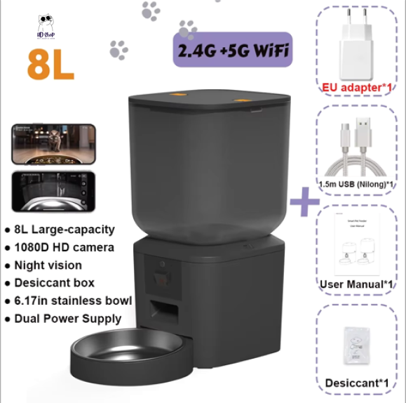 FeedView™ Pro 8L – Smart Pet Feeder with Camera