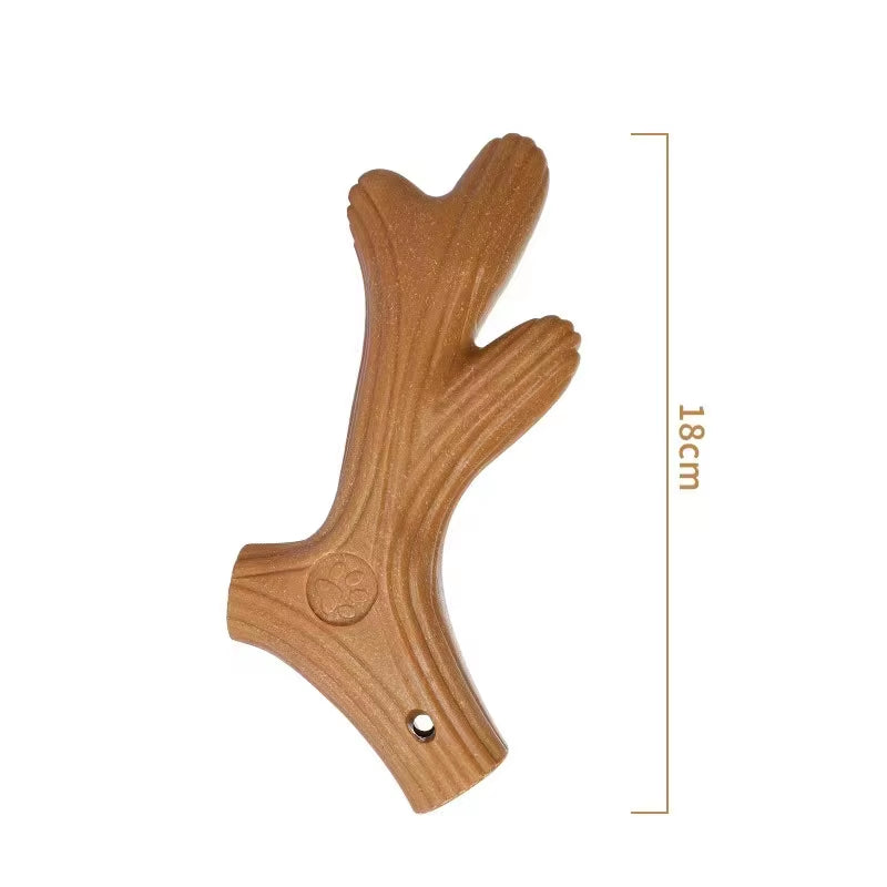 Durable Pine Wood Dog Chew Toy - Bite Resistant Molar Cleaning Stick in Cute Bone Shape