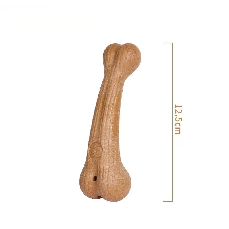 Durable Pine Wood Dog Chew Toy - Bite Resistant Molar Cleaning Stick in Cute Bone Shape