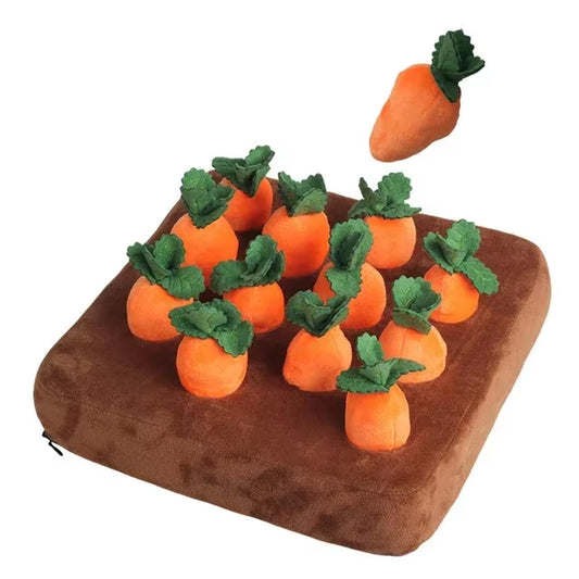 Interactive Dog Rot Snuffle Mat for Dogs Plush Puzzle Toys Non-Slip Nosework Feed Games Pet Stress Relief with 12 Carrots