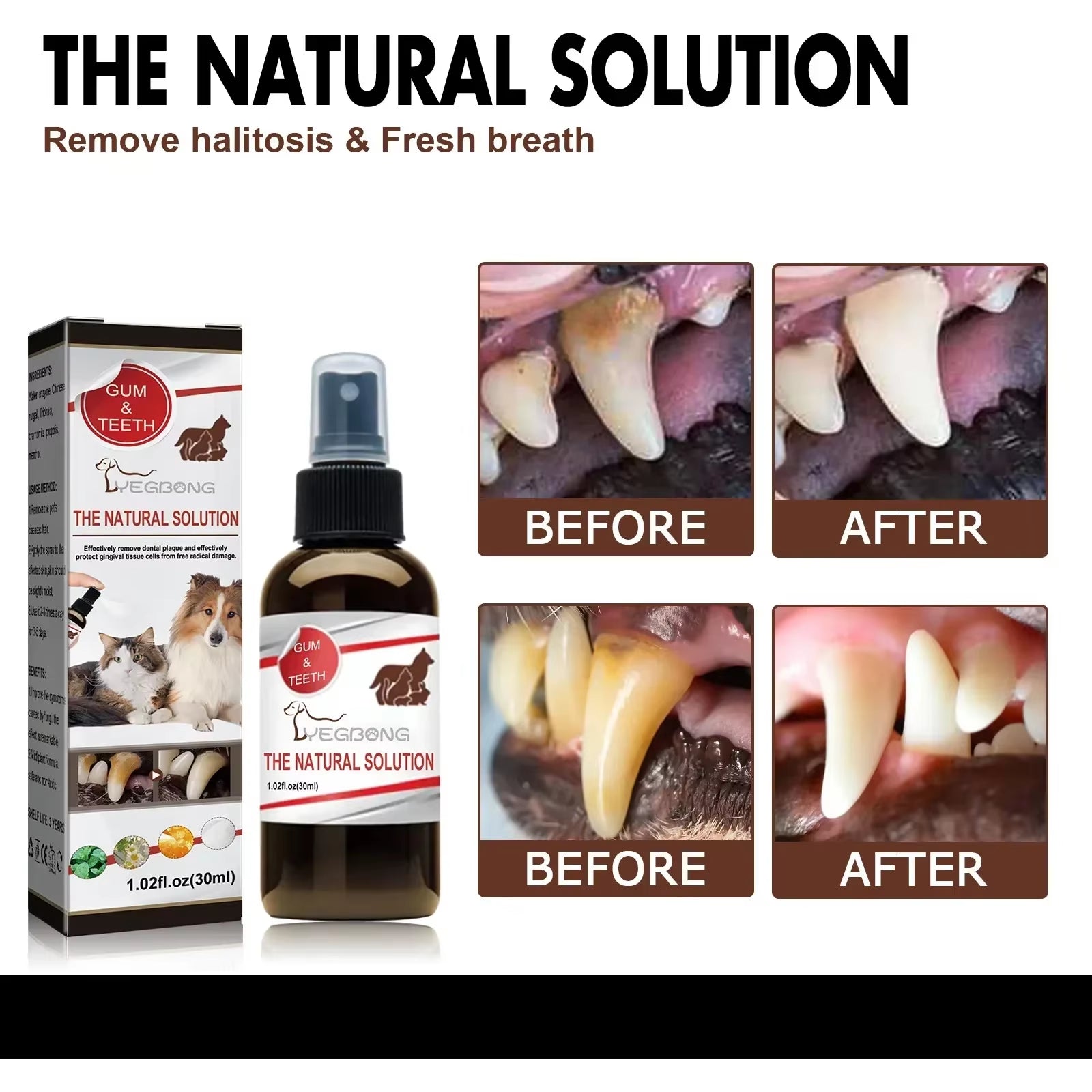 Pet Tooth Cleaning Spray Dogs Remove Bad Breath Freshener Cats Oral Cleaning Dental Care Deodorization Spray Pet Supplies 30Ml