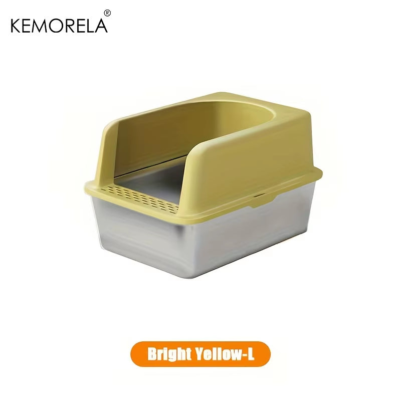 XL 60/50CM Stainless Steel Litter Box with Lid High Side Large Litter Box Suitable for Large and Small Cats Does Not Absorb Odor