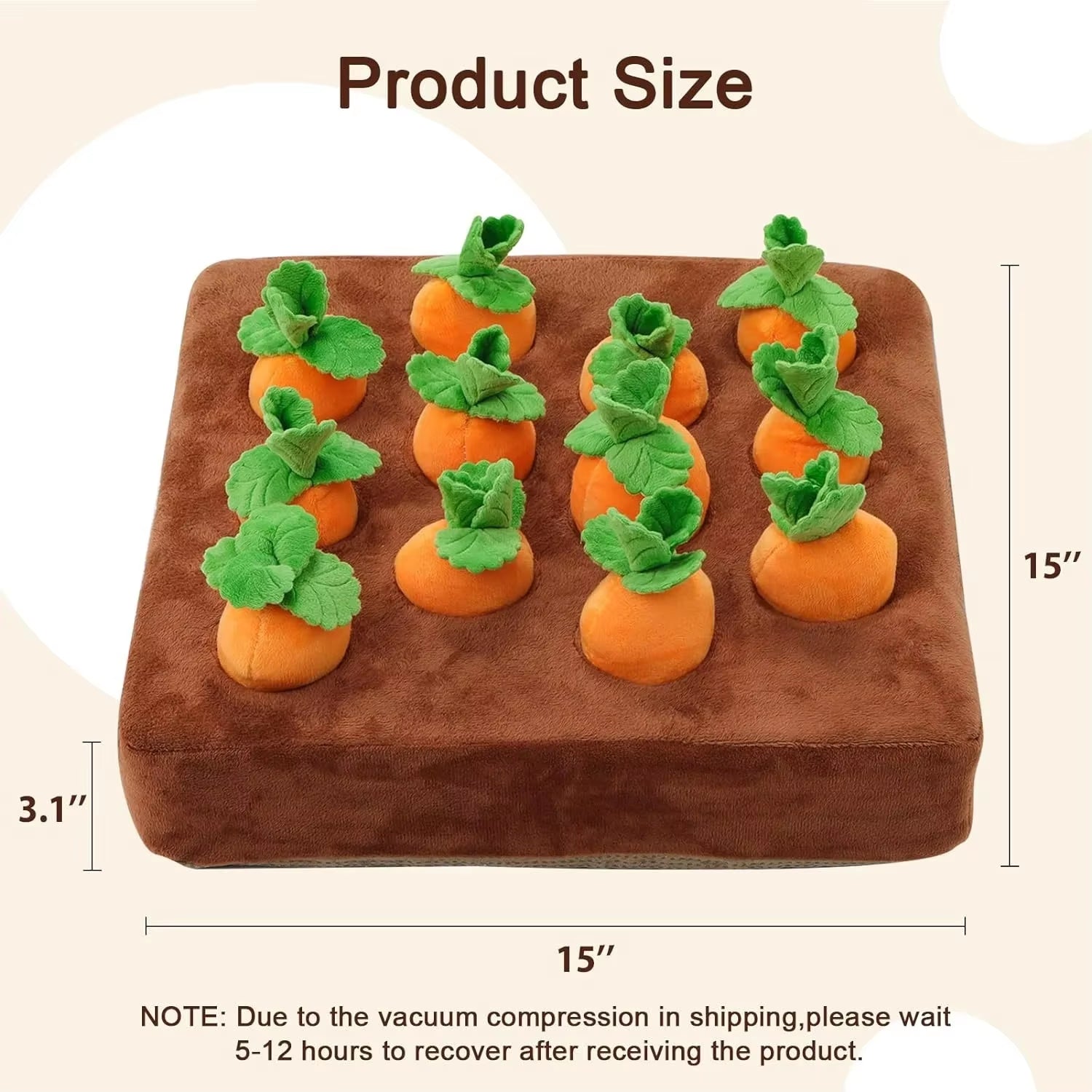 Interactive Dog Rot Snuffle Mat for Dogs Plush Puzzle Toys Non-Slip Nosework Feed Games Pet Stress Relief with 12 Carrots
