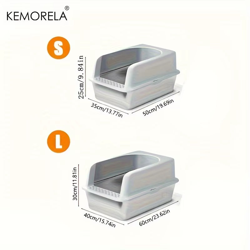 XL 60/50CM Stainless Steel Litter Box with Lid High Side Large Litter Box Suitable for Large and Small Cats Does Not Absorb Odor