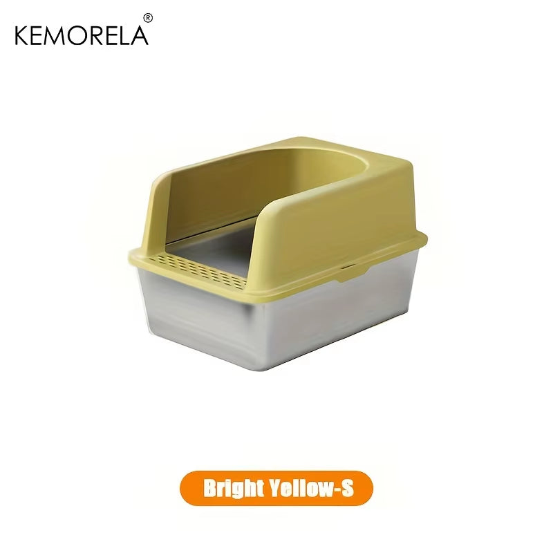 XL 60/50CM Stainless Steel Litter Box with Lid High Side Large Litter Box Suitable for Large and Small Cats Does Not Absorb Odor