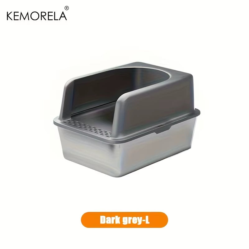 XL 60/50CM Stainless Steel Litter Box with Lid High Side Large Litter Box Suitable for Large and Small Cats Does Not Absorb Odor