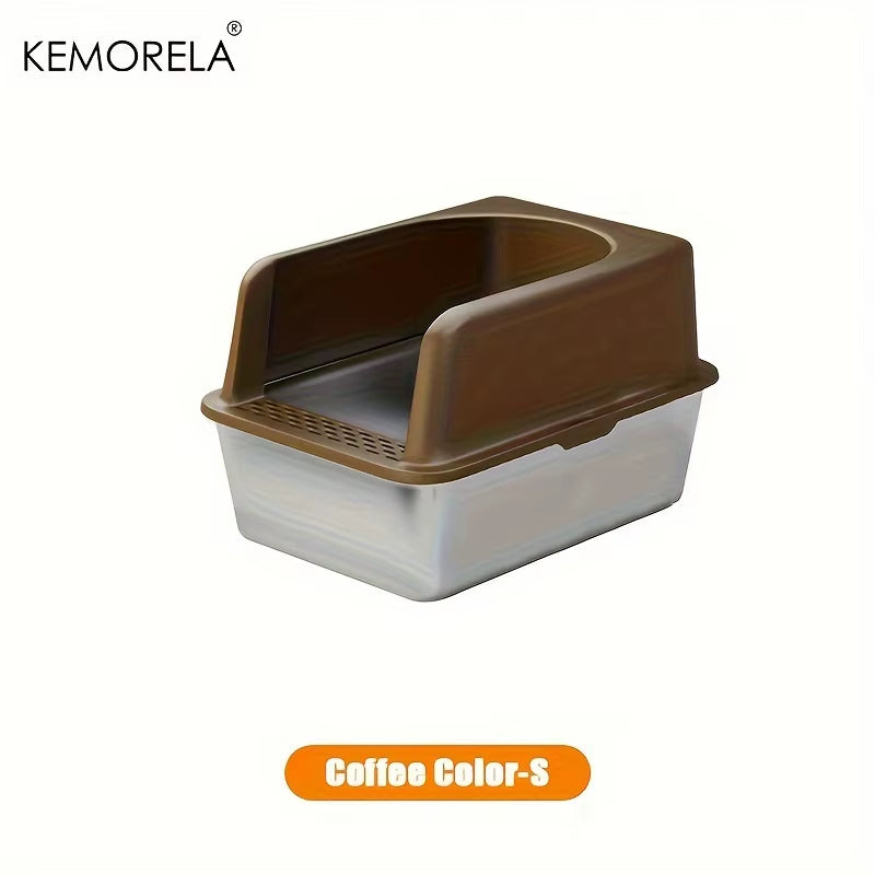 XL 60/50CM Stainless Steel Litter Box with Lid High Side Large Litter Box Suitable for Large and Small Cats Does Not Absorb Odor