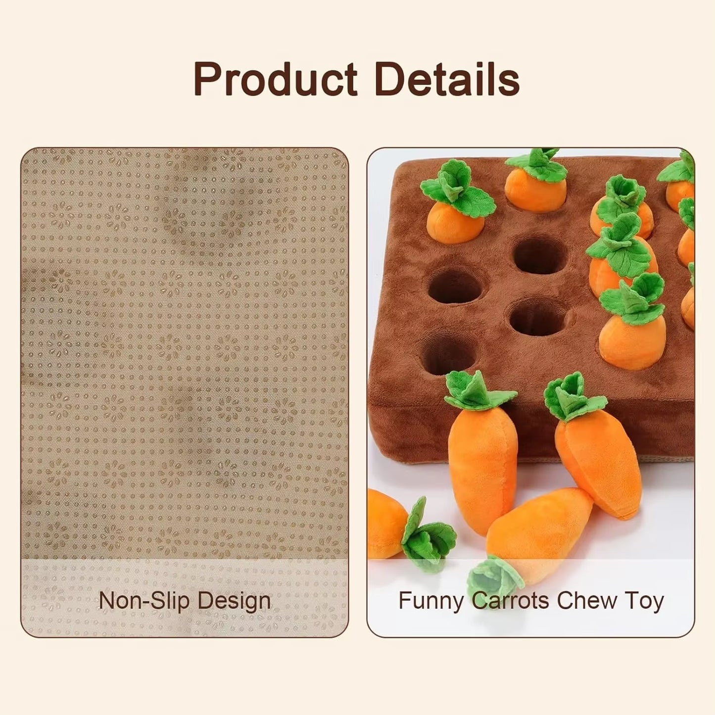 Interactive Dog Rot Snuffle Mat for Dogs Plush Puzzle Toys Non-Slip Nosework Feed Games Pet Stress Relief with 12 Carrots