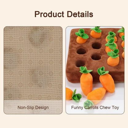 Interactive Dog Rot Snuffle Mat for Dogs Plush Puzzle Toys Non-Slip Nosework Feed Games Pet Stress Relief with 12 Carrots