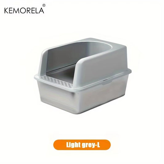 XL 60/50CM Stainless Steel Litter Box with Lid High Side Large Litter Box Suitable for Large and Small Cats Does Not Absorb Odor